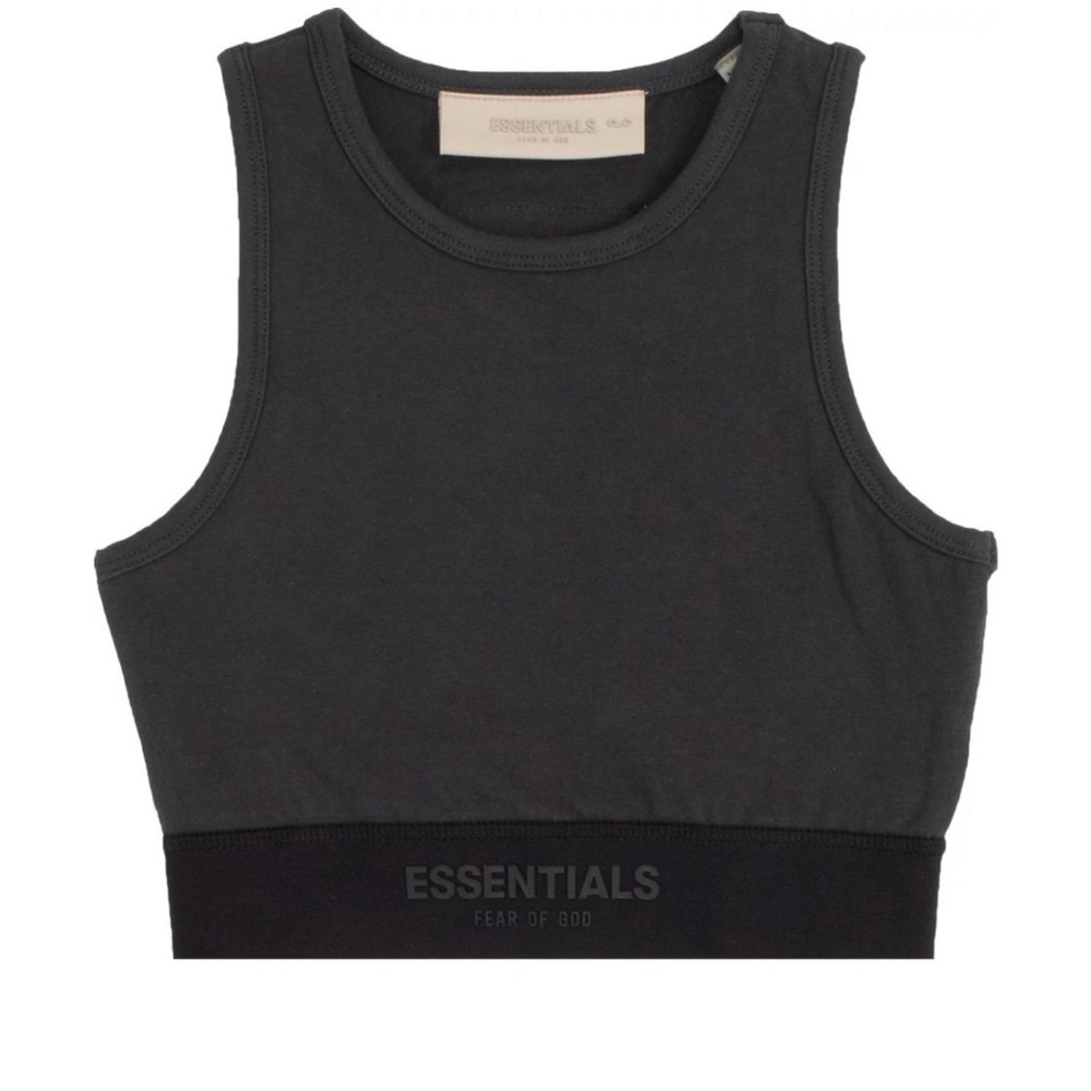 Essentials Fear of God Black Sport Tank Crop Top